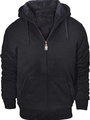 Hoodies for Men Heavyweight Fleece Sweatshirt - Full Zip Up Thick Sherpa Lined