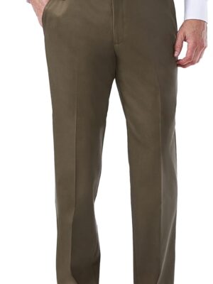 Men's Premium No Iron Khaki Classic Fit Expandable Waist Flat Front Pant (Regular and Big & Tall Sizes)