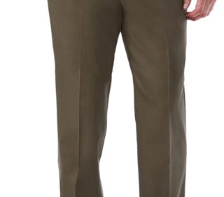 Men's Premium No Iron Khaki Classic Fit Expandable Waist Flat Front Pant (Regular and Big & Tall Sizes)