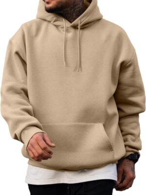 Men's 2026 Casual Cotton Hooded Collar Drawstring Hoodies Pullover Sweatshirts Casual Long Sleeve Shirts