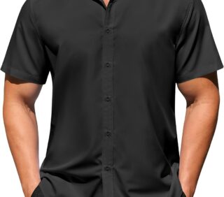 Men's Casual Dress Shirts Short Sleeve Wrinkle Free Casual Button Down Shirts