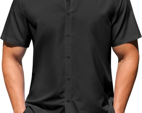 Men's Casual Dress Shirts Short Sleeve Wrinkle Free Casual Button Down Shirts