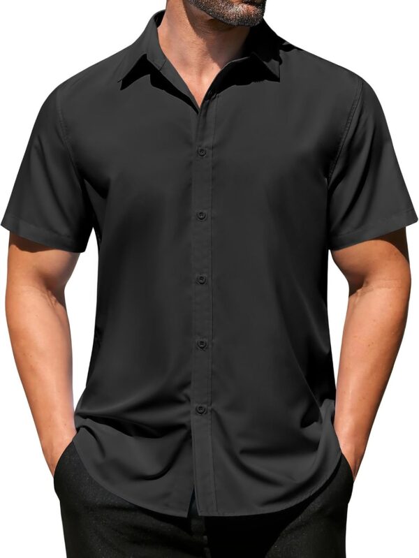 Men's Casual Dress Shirts Short Sleeve Wrinkle Free Casual Button Down Shirts