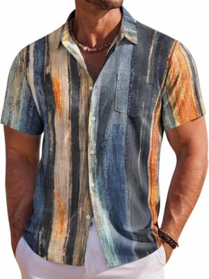 Men's Hawaiian Shirt Short Sleeve Floral Button Down Shirts Tropical Holiday Beach Shirts